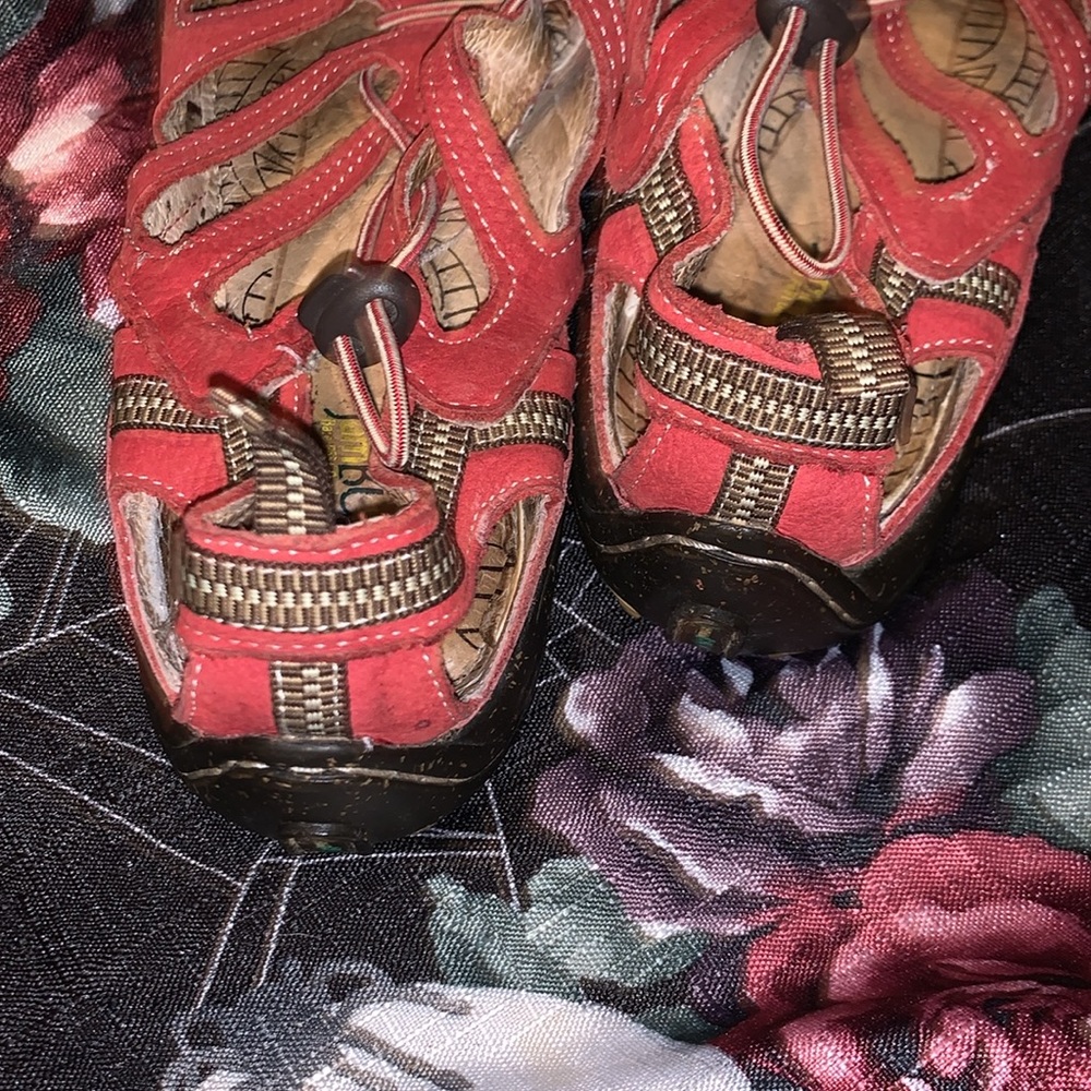 Jbu Womens Womens Sandals Scuba Bungee Size 8 Red Barefoot Design Flat View 6